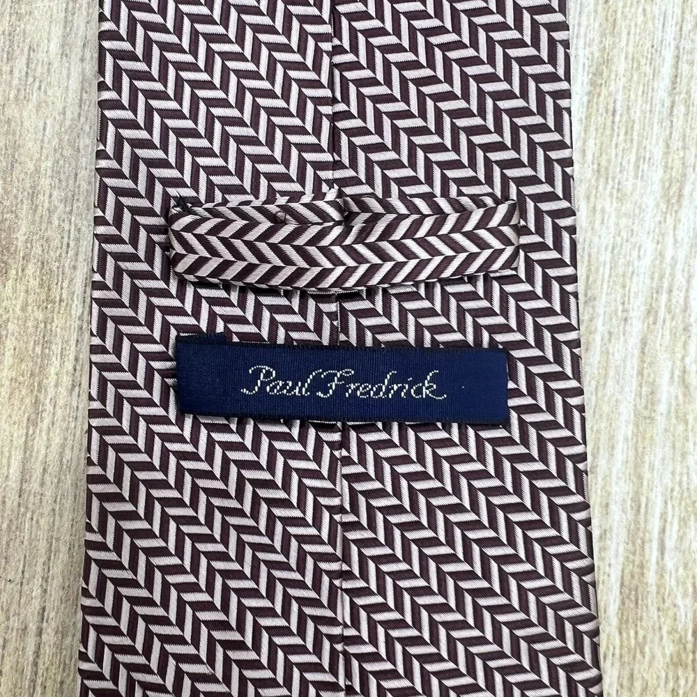 Paul Fredrick Silk Tie Bronze Herringbone Pattern‎ Business Career Necktie